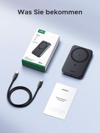 Зовнішній акумулятор UGREEN Zapix MagSafe 10000mAh 20W з підтримкою USB-C, чорний