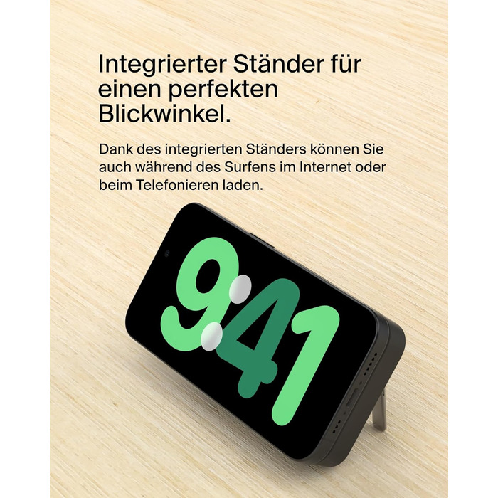 Power Bank Belkin BoostCharge Pro 10000mAh з Qi2, MagSafe, вбудований стійка, чорний, для iPhone 17, Air, 16, 15, 14, Pixel та інші