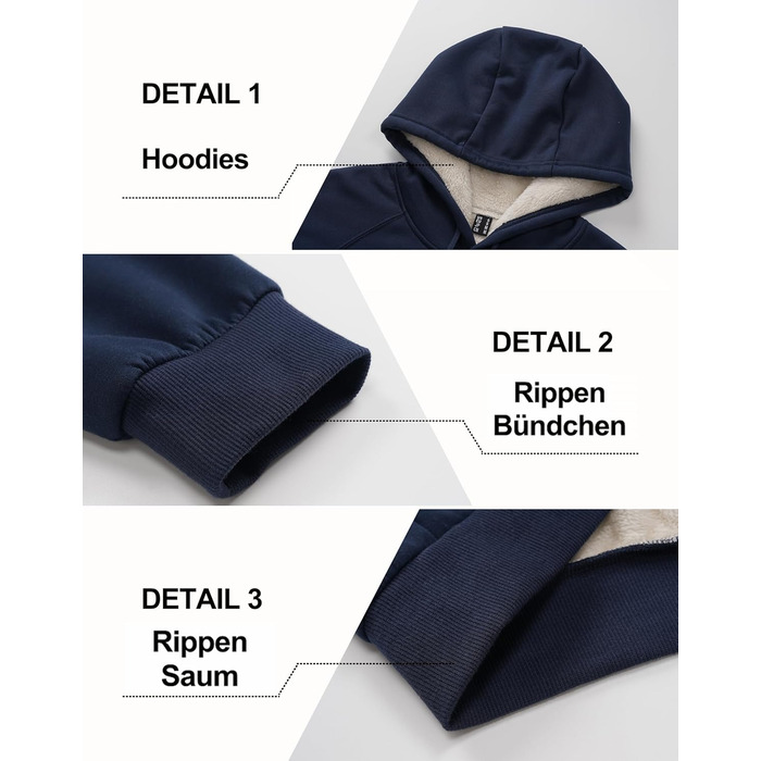 Капюшонний світшот Cavva для чоловіків: флісова тканина, вітро- та водовідштовхувальний, бавовна, теплий, армійного кольору (темно-синій, S)