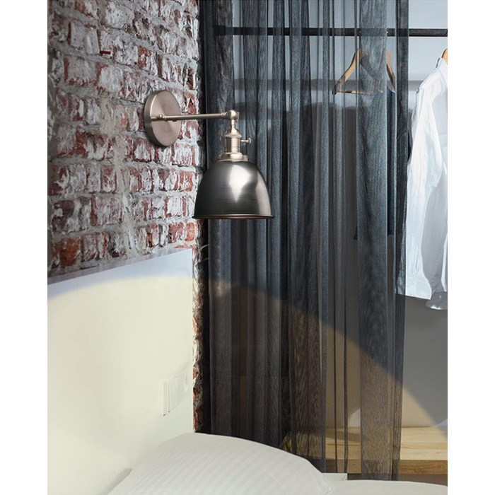Phansthy 2-Piece Wall Light with Metal Shade Wall Lamp Industrial Design, Interior Vintage Loft Wall Lamp E27 max. 40W for Living Room Bedroom Office Kitchen Hallway (White) (Clear Lacquer)