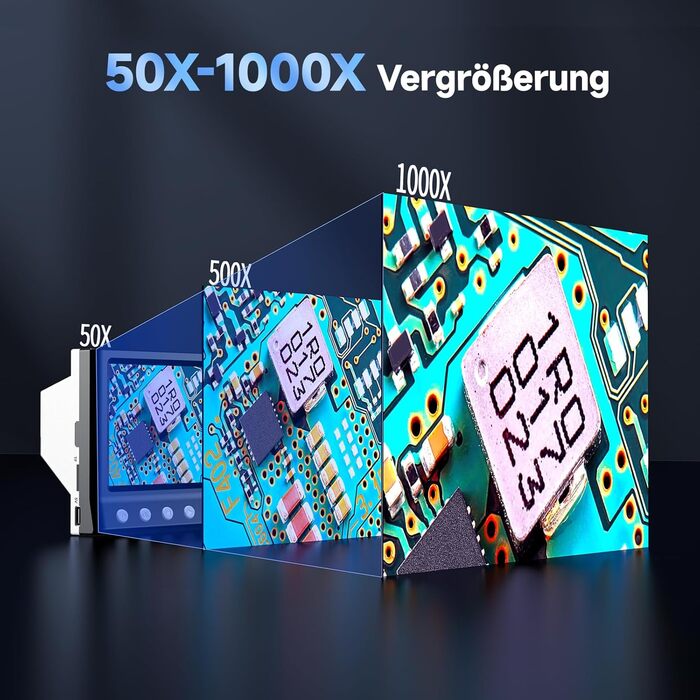 Цифровий мікроскоп Leipan LPM7 4.3' для дітей та дорослих, 1000x збільшення, IPS дисплей, 8 LED, USB-підключення до ПК (Windows/Mac), 32GB TF-карта, DM7-4.3' монетосвід