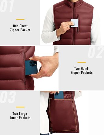 Чоловіча жилетка Rdruko з еко-замші, тепла зимова жилетка для активного відпочинку та туризму, 5 кишень (XL, Бордовий)
