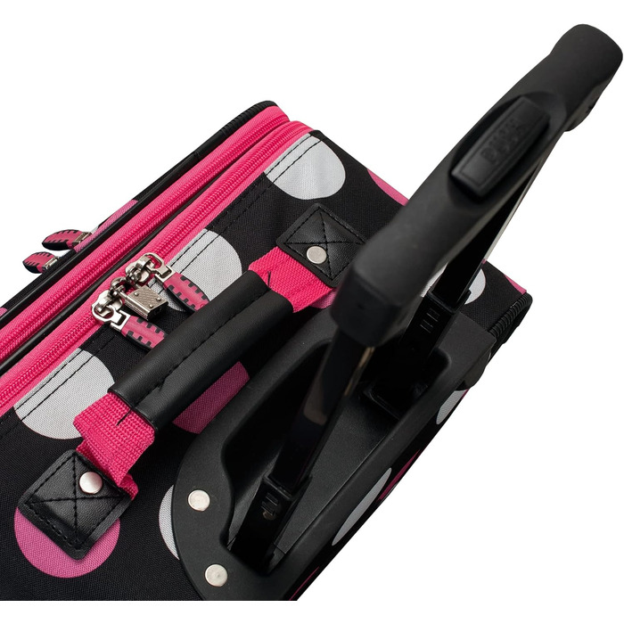 Набір валіз Rockland Escape Softside, 4 шт., племінний дизайн, 14/19/24/28 дюймів, S, Mulpink Dots