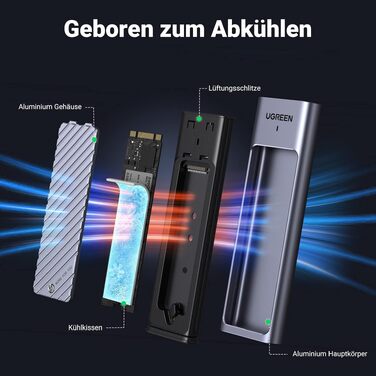 Зовнішній корпус для SSD UGREEN M.2 NVMe/SATA USB 3.2 Gen 2, швидкість 10 Гбіт/с
