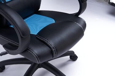 Ігрове крісло Acer Predator Rift Essential, ергономічна підтримка спини та голови, м'які підлокітники, широка сидушка, до 150 кг, чорний/синій