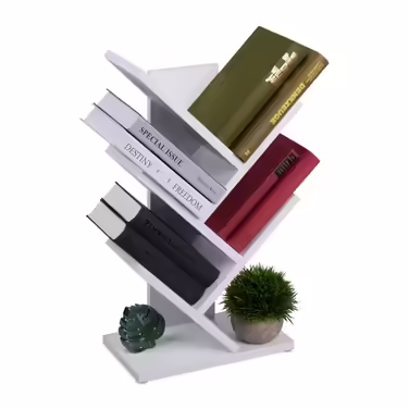 Relaxdays White Bookshelf in Tree Shape