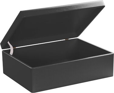 Large Wooden Box with Lid - All-Purpose Wooden Box - Storage Box | Toy Chest - Gift Packaging | Decorative Box for Crafts FSC® (approx. 40 x 30 x 14 cm | L, Black)