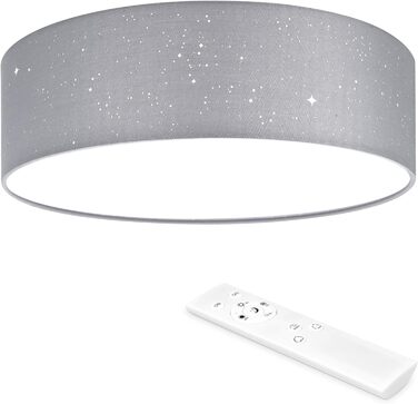 Navaris LED Ceiling Light - Dimmable Color Temperature Change Remote Control - 22W Starry Sky - Living Room Lamp Bedroom Ceiling Lamp Children's Room Lamp Ceiling (32cm, Light Grey)