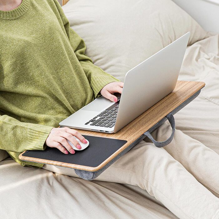Підставка для ноутбука на колінах, Laptoptisch для дому, офісу, ліжка, дивану – дерев'яний дизайн, розмір L (30.5 x 57 x 4.5 см)