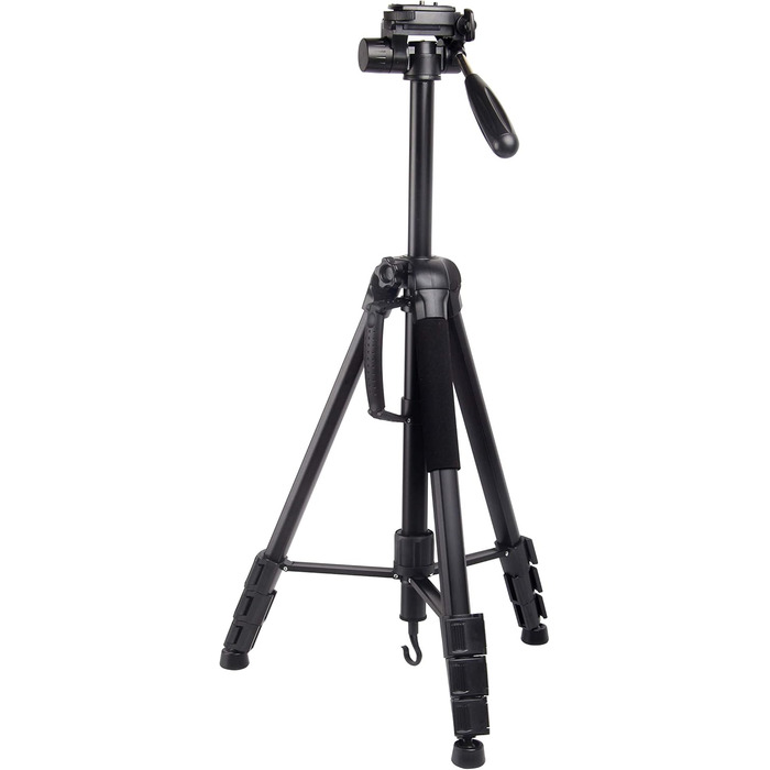 Штатив відео MOJOGEAR 140 см з тримачем для смартфона - алюмінієвий штатив для камери DSLR, екшн-камери, телефону, з кульковою головкою, швидкознімною платформою, сумкою