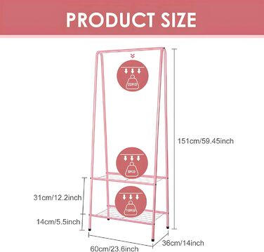 Стійка для одягу з роликами, рожева – міцна стійка для зберігання одягу