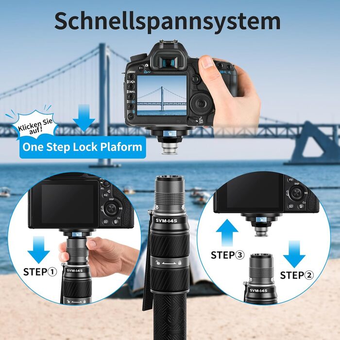 SIRUI SVM-145 монопод для камери з ніжками, 145 см, карбонове, для DSLR/Camcorder, до 10 кг