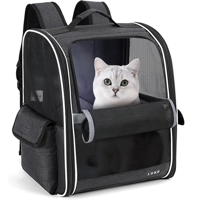 Рюкзак для собак та котів середніх та маленьких порід (2-8 кг), рюкзак-переноска з сіткою для прогулянок, подорожей, відпочинку на природі (чорний) M Чорний