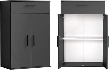 Multi-purpose cabinet 60cm wide with drawers 'The Practical', small office cabinet or filing cabinet, also as a shoe cabinet or storage cabinet in 60x90x34 cm (W/H/D) in White (Height 90CM, Anthracite Black)