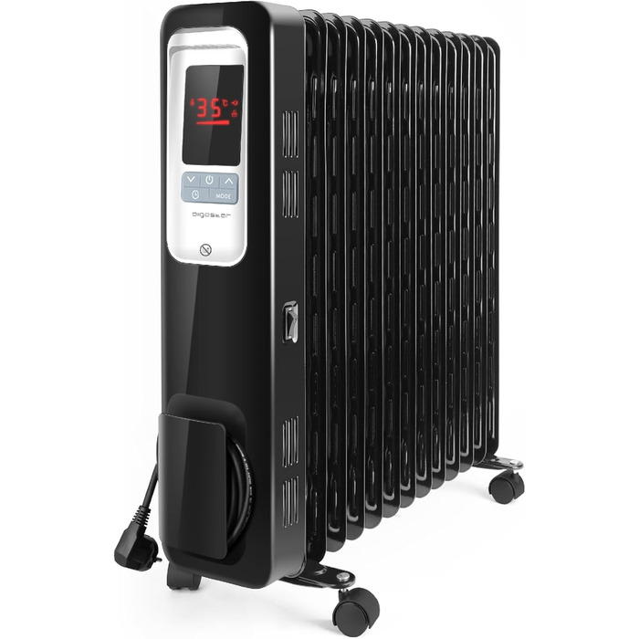 Електричний масляний радіатор Aigostar Oil Monster 33JHH - 2500W з LCD-дисплеєм, 13 ребер, термостатом та дистанційним керуванням