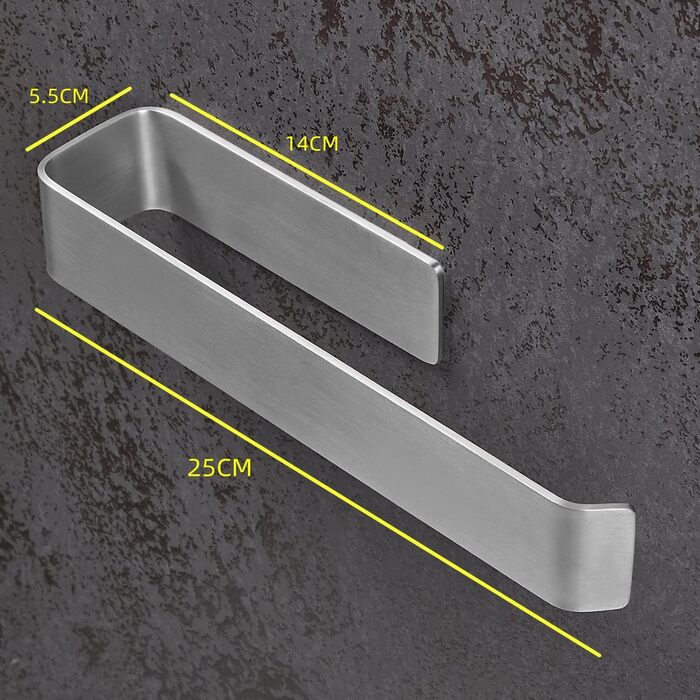 Тримач для рушників на липучці без свердління, сріблястого кольору, 25 см, для ванної кімнати