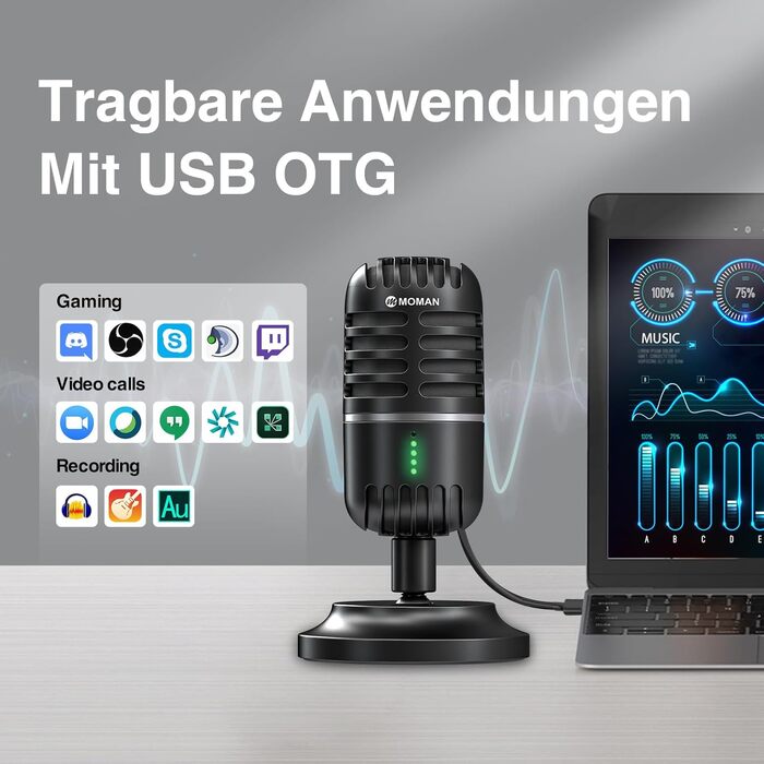 Мікрофон USB для ПК, PS4, PS5: ігровий, для стрімінгу, подкастів та запису звуку. Підходить для Mac та Windows