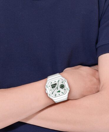 Годинник Lacoste LC33 Square силіконовий ремінець, кварцовий, блакитний/зелений/білий