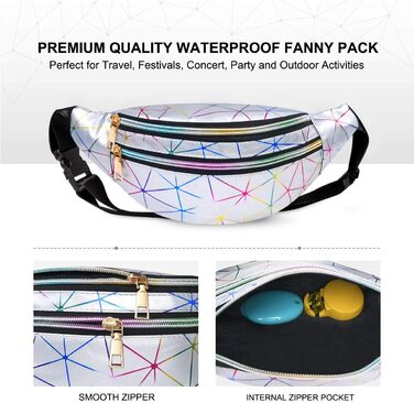 Flintronic Поясна сумка спортивна світловідбиваюча, металева водонепроникна, з відділенням для карт, для подорожей, хайкінгу, велоспорту, срібна (#2)