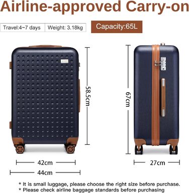 Чохол-валіза KONO: валіза на колесах 67x44x27 см з TSA-замком, блакитна