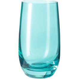 Leonardo Sora Drinking Glasses, Set of 6, Dishwasher-Safe Water Glasses, Colorful Drinking Cups, Modern Juice Glass Set, Turquoise, 390 ml, 018045
