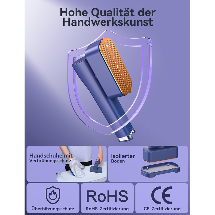 Праска Sundu Steamer: 2-в-1 відпарювач та праска для одягу, мобільна, з LED дисплеєм, 4 режими, блакитна