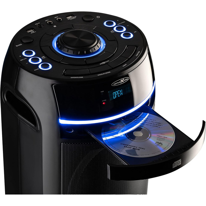 Reflexion PS09BT Bluetooth Партійний Динамік, DJ, Караоке, 500 Вт, Радіо UKW-PLL, LED-ефекти, Мікрофон, Акумулятор, Чорний
