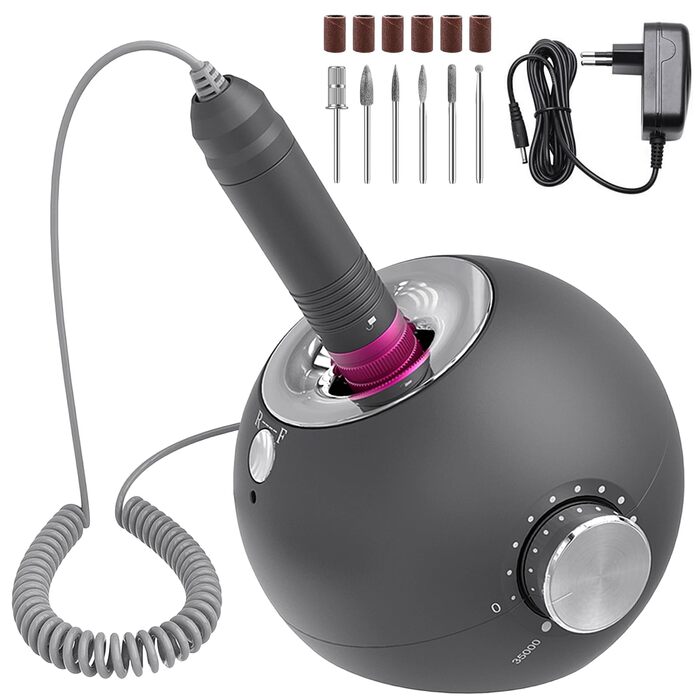 Електричний набір для манікюру та педикюру Delanie з фрезером 35000 об/хв (6 в 1) для гелю, полігелю, акрилу - сірий