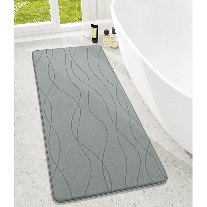 Килимок для ванної кімнати chakme з ефектом пам'яті, антиковзаючий та вбираючий м'який килим у ванну, що переється (60x150 см, сірий)