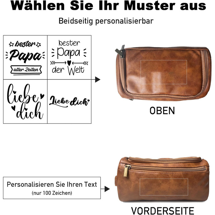 Чоловіча дорожня косметичка Easycosy з лазерним гравіюванням, з підвіскою, з шкіри. Ідеальний подарунок для чоловіків, тата, дідуся, колеги. Стильна та практична культюрна сумка 2в1.