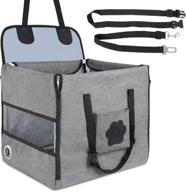 Автомобільний лежак для собак 44x40x40 см – міцний лежак з ременями безпеки та сіткою, знімний кошик для собак на заднє сидіння, водонепроникний та зручний