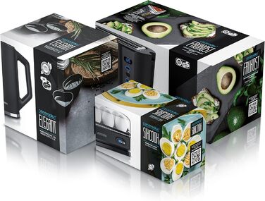 Набір Arendo: Електричний чайник 1.5л Cool Grey + Тостер на 4 тости + Електричний яйцеварник. Нержавіюча сталь