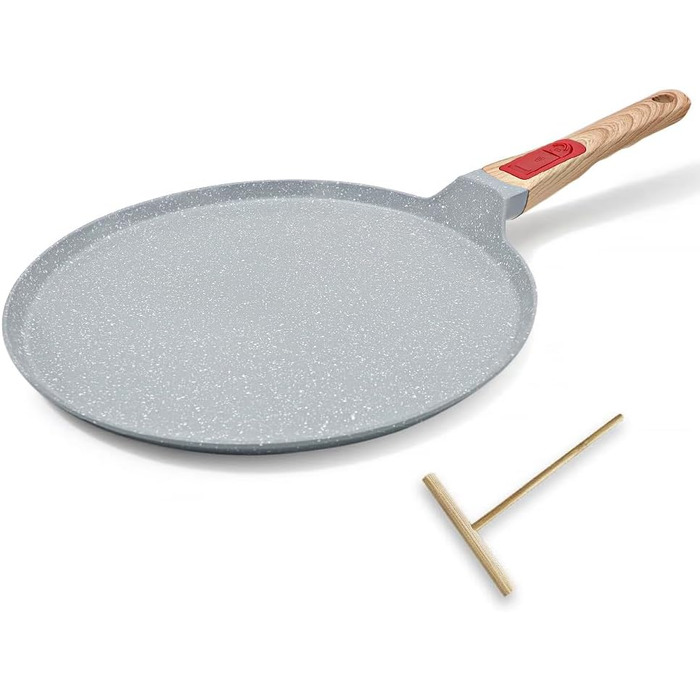 RANX INGST Crepe Pan with Removable Handle - Non-Stick Ceramic Coating - Pancake Pan with Batter Spreader - (Blue, 30 cm)