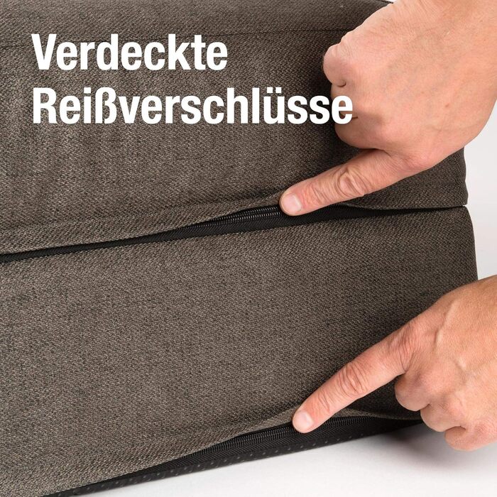 JAMAXX Преміум Софа для собак 2-в-1 - Ортопедична, з Memory Visco, знімні подушки та чохол, м'який фліс/овчина/шерпа, PDB3014 (65x50 см, коричневий+пісочний фліс)