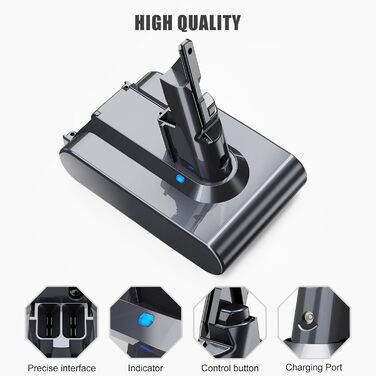 Акумулятор для пилососів Dyson DC62, DC58, DC59, DC61, DC72, DC74, SV03, SV05, SV06, SV07, SV09 (6000mAh, 2 фільтри, щітка)