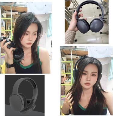 Бездротові навушники HiFi Bluetooth з активним шумозаглушенням, складні, з мікрофоном, для спорту та подорожей (Чорний)