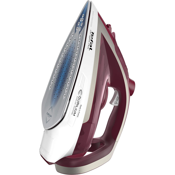 Праска Tefal Ultragliss Plus FV6810, 2800 Вт, паровий удар 250 г/хв, постійна подача пари 50 г/хв, стійка до подряпин підошва, режим Eco, червоно-біла