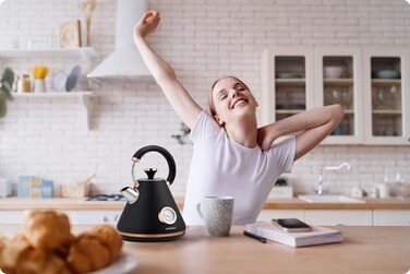 Елегантний чайник Berdsen BD-701 з термометром, 1.7L, чорний