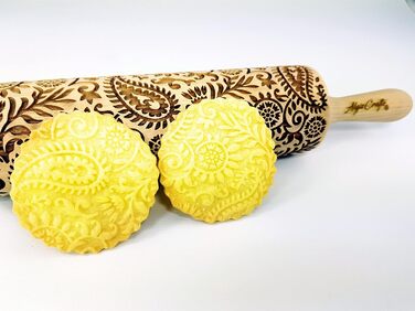 Індійська скалка з візерунком Paisley для тіста і кераміки Algis Crafts – декорована качалка для домашньої випічки