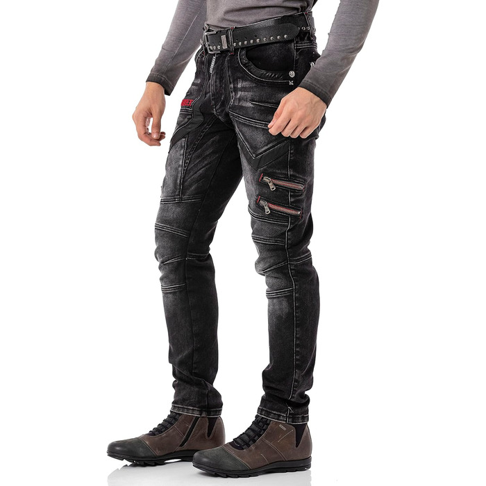 Чоловічі джинси Cipo & Baxx Destroyed | Розмір 40W/32L, Чорні | Модний стиль Biker
