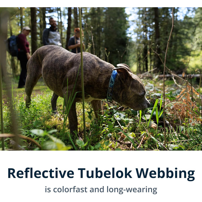 Нашийник для собак RUFFWEAR Crag, середній, з алюмінієвим кільцем V, регульований, 36-51 см, колір Midnight Wave