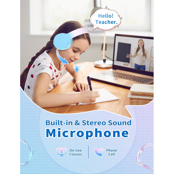 Дитячі навушники Xunpuls Bluetooth Over-Ear з мікрофоном (синій)