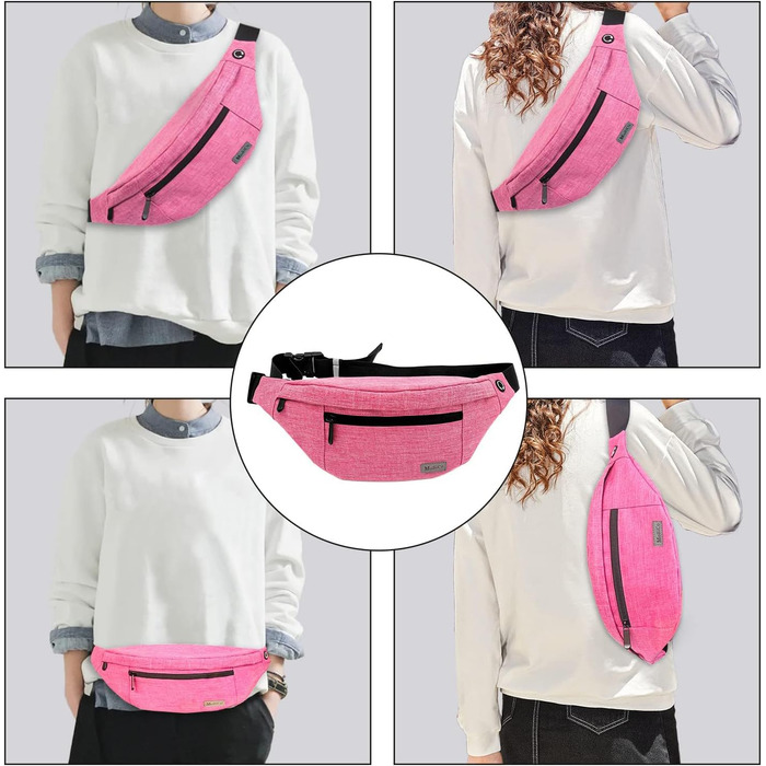 Спортивна поясна сумка на пояс для чоловіків та жінок, водонепроникна, для бігу, кемпінгу, тренувань, велосипеда, рожевого кольору