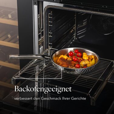 Набір сковорідок Florina Lucida (3 шт.) з нержавіючої сталі | 20, 24, 28 см | 3-шарова конструкція | Алюмінієвий сердечник | Для духовки | Ергономічна ручка | З дзеркальним блиском | Для всіх типів плит