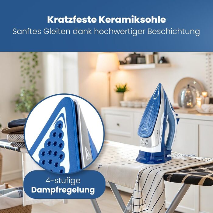 Бездротове прасувальник Clatronic® з керамічною підошвою | 2400W | без кабелю | прасувальник з парою | 350 мл резервуар | швидкий нагрів