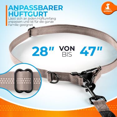 Спортивна повідка на талію для собак SparklyPets - Безпечна повідка для прогулянок для середніх та великих порід - Комплект з тримачем для телефону, змінним контейнером для відходів тварин, кишенькою для ласощів та тримачем для пляшки