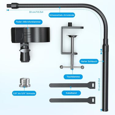 Кріплення для мікрофону Zealsound Hy20-19: регульований штатив-ластик з кріпленням, адаптер 3/8' - 5/8', для Blue Snowball, Ice, Spark, SoloCast