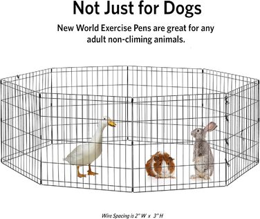 New World Dog Playpen & Exercise Pen - No Door, Black E-Coating, 61x76cm (61x61x18in)