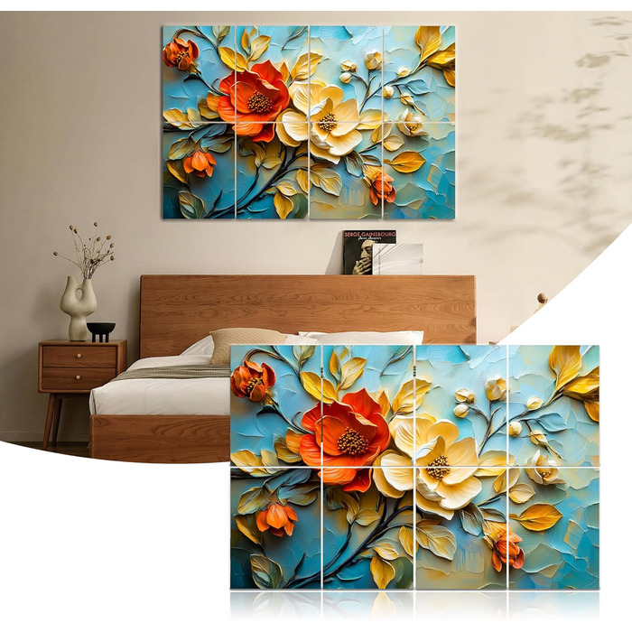 Акустичні гексагональні панелі Mollywell для шумоізоляції стін, 35.6 x 30.5 см, звукопоглинаючі плитки проти ехо та реверберації для вітальні та спальні, набір 8 шт, Floral Symphony