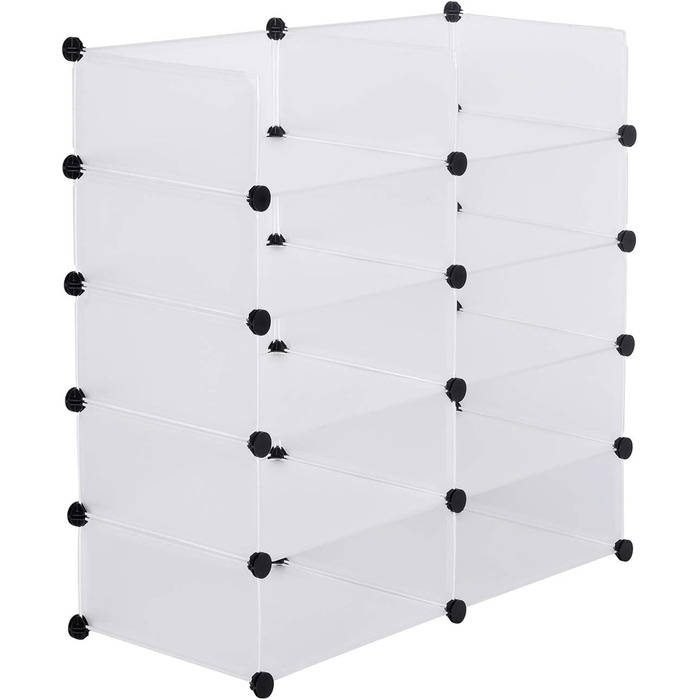 WOLTU Shoe Box, Shoe Storage, Set of 10, Stackable Design, for 20 Pairs, with Door, Hooks, 40x30x170 cm, White (47 x 35 x 170 cm, White)